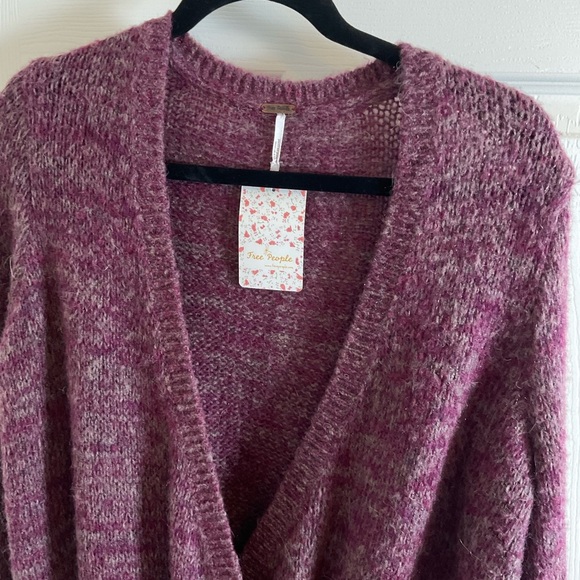 Free People Karina Wrap Sweater Berry Mela NWT Size xS - Picture 2 of 9